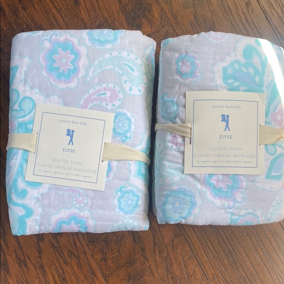 Pottery Barn Kids Elyse Quilt - Blue and White and Two Euro Shams - Picture 5 of 6